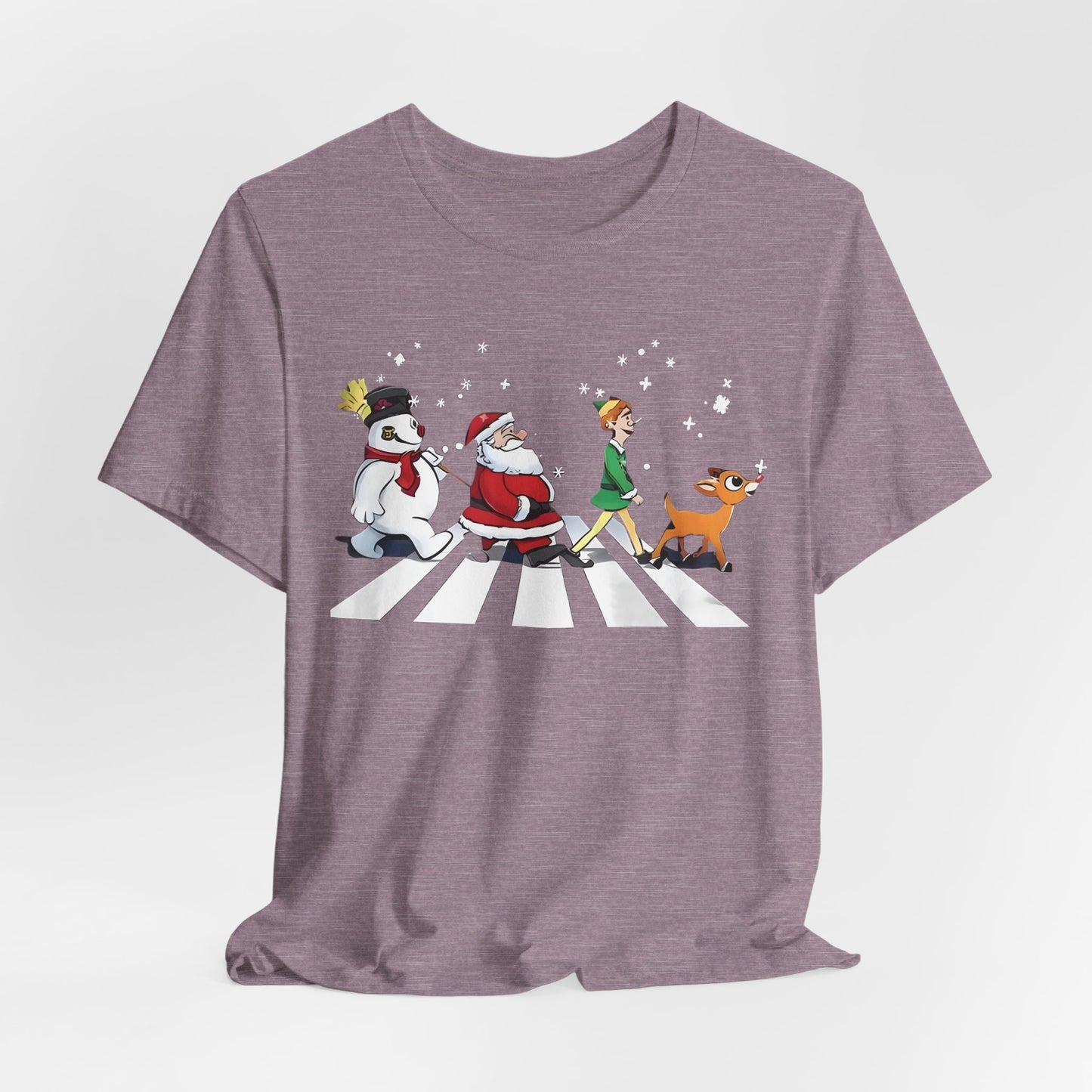 Festive Fun Unisex Jersey Tee - Holiday Characters on Abbey Road Design