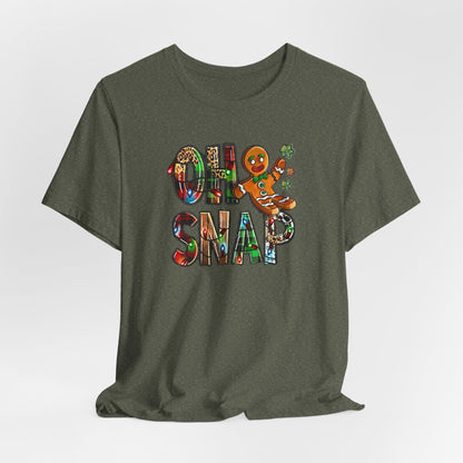 "Oh Snap" Gingerbread Unisex Jersey Tee - Fun Holiday T-shirt for Christmas Celebrations