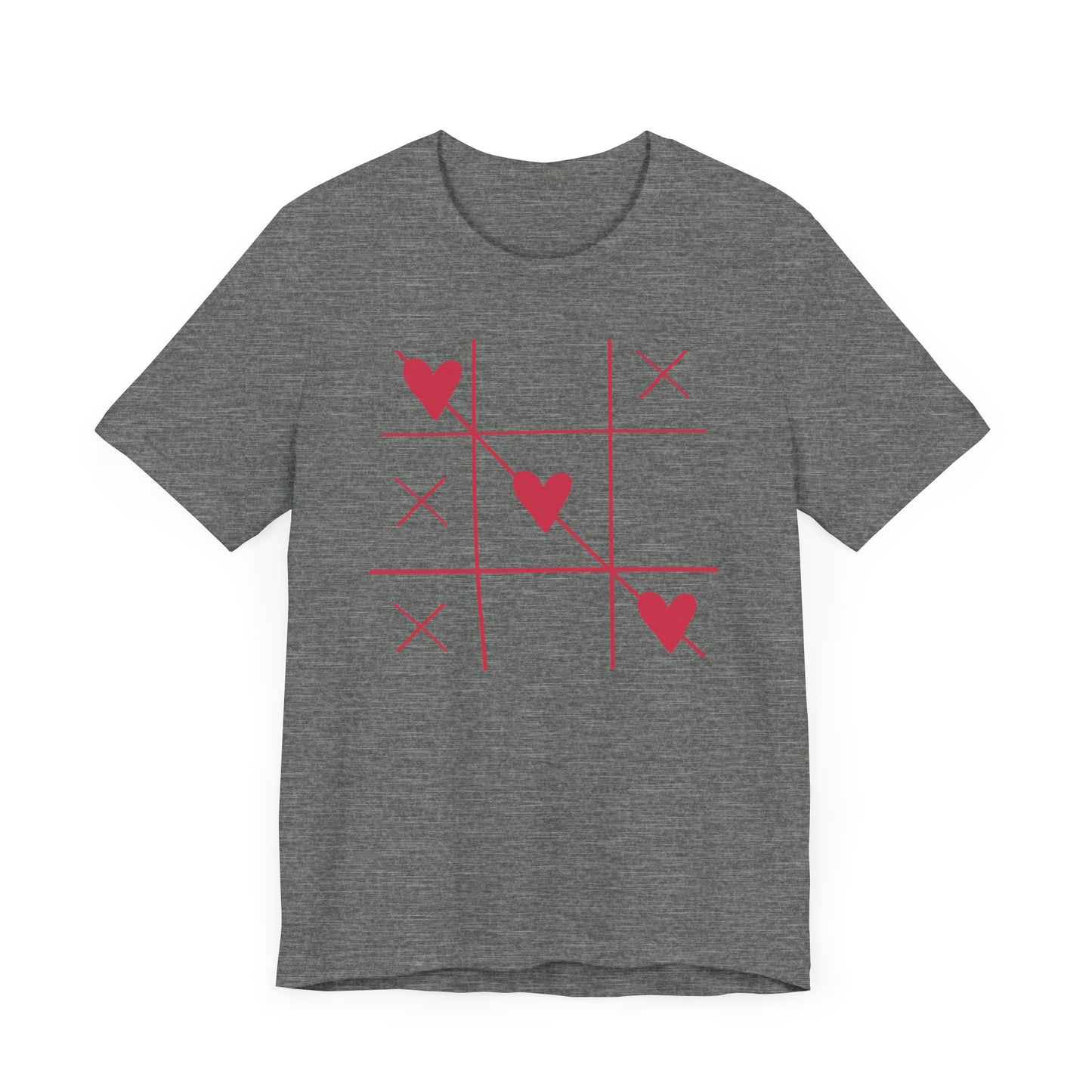 Tic-Tac-Toe Hearts Unisex Short Sleeve Tee - Casual Love Game Shirt