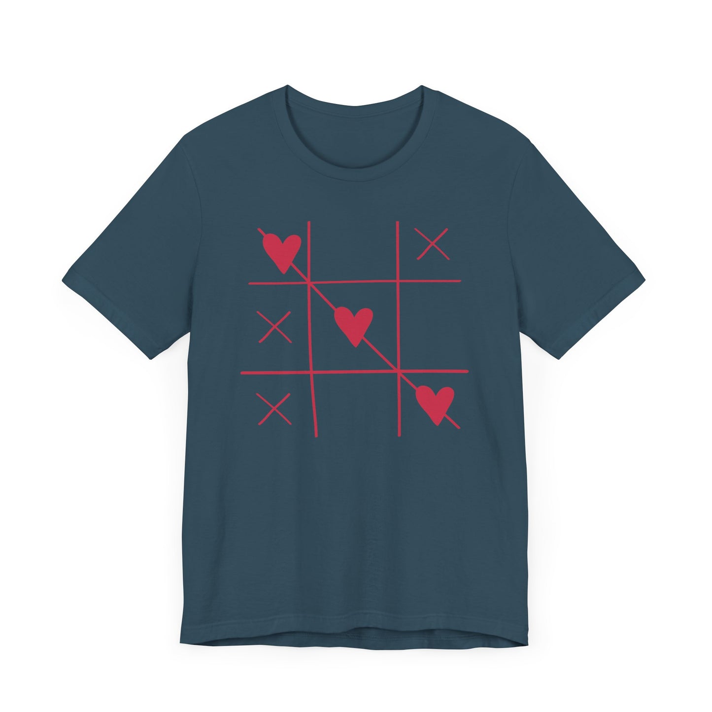 Tic-Tac-Toe Hearts Unisex Short Sleeve Tee - Casual Love Game Shirt