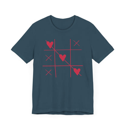 Tic-Tac-Toe Hearts Unisex Short Sleeve Tee - Casual Love Game Shirt