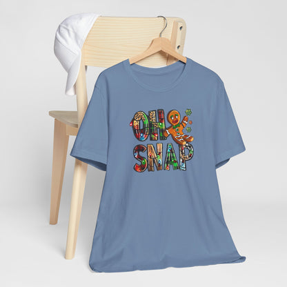 "Oh Snap" Gingerbread Unisex Jersey Tee - Fun Holiday T-shirt for Christmas Celebrations