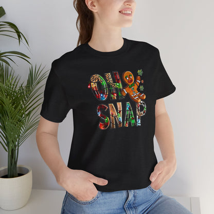 "Oh Snap" Gingerbread Unisex Jersey Tee - Fun Holiday T-shirt for Christmas Celebrations