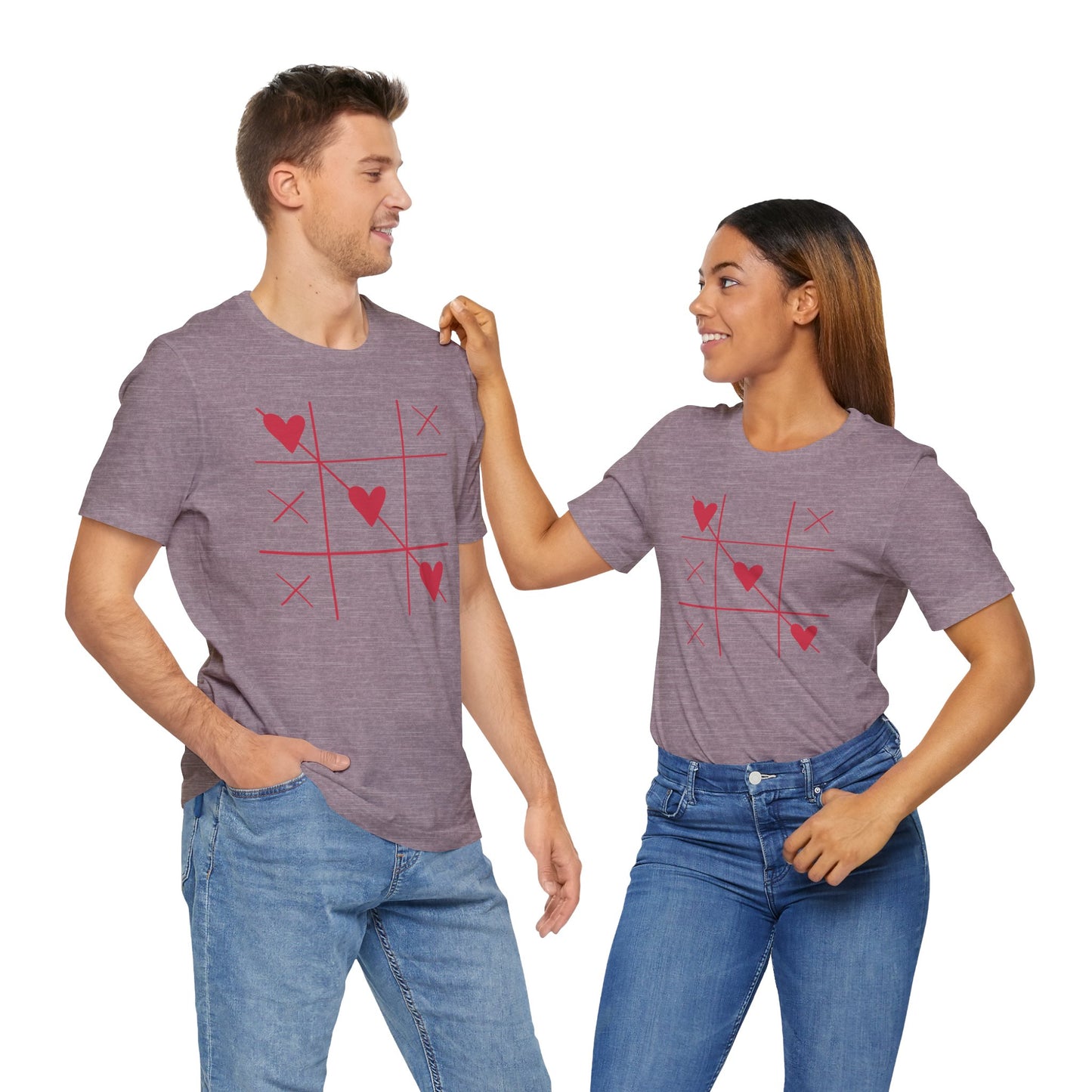 Tic-Tac-Toe Hearts Unisex Short Sleeve Tee - Casual Love Game Shirt