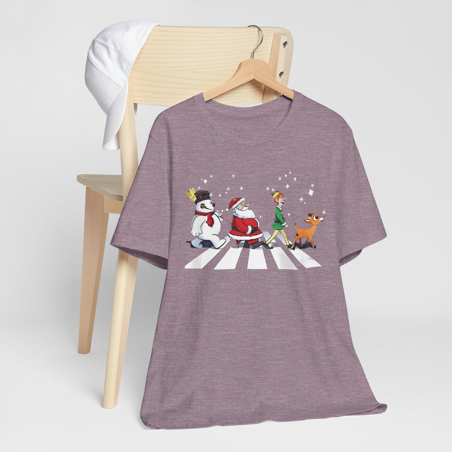 Festive Fun Unisex Jersey Tee - Holiday Characters on Abbey Road Design