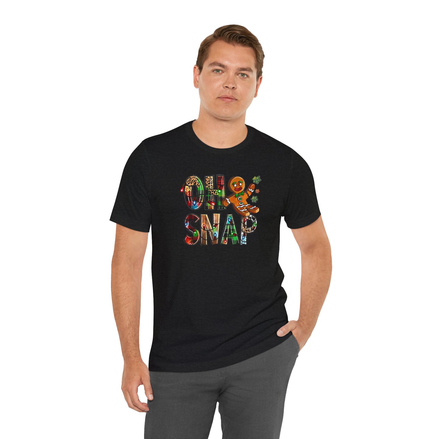 "Oh Snap" Gingerbread Unisex Jersey Tee - Fun Holiday T-shirt for Christmas Celebrations