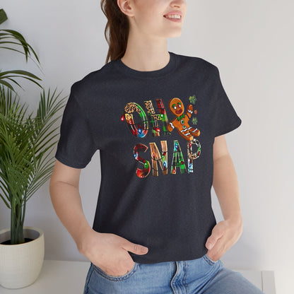 "Oh Snap" Gingerbread Unisex Jersey Tee - Fun Holiday T-shirt for Christmas Celebrations