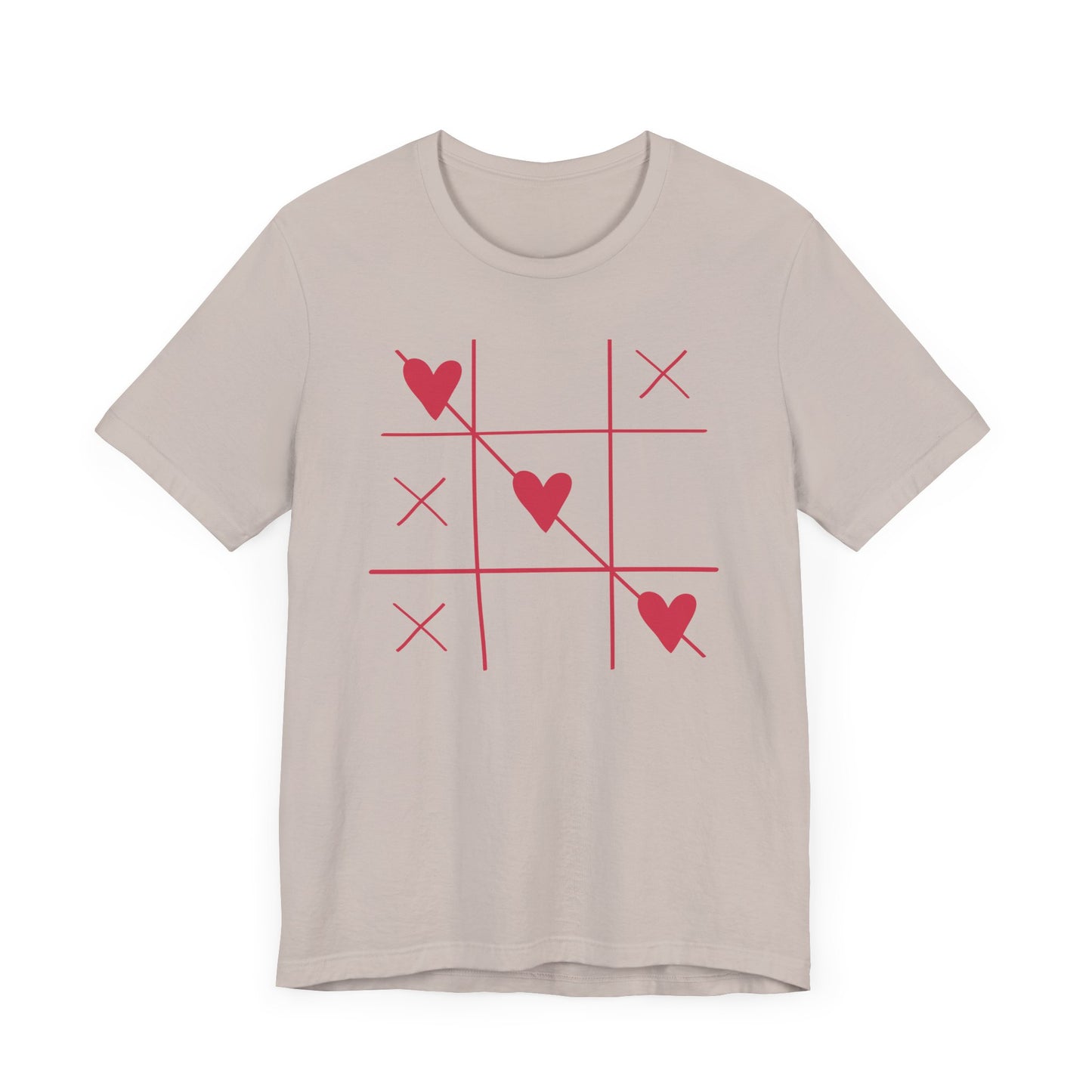 Tic-Tac-Toe Hearts Unisex Short Sleeve Tee - Casual Love Game Shirt