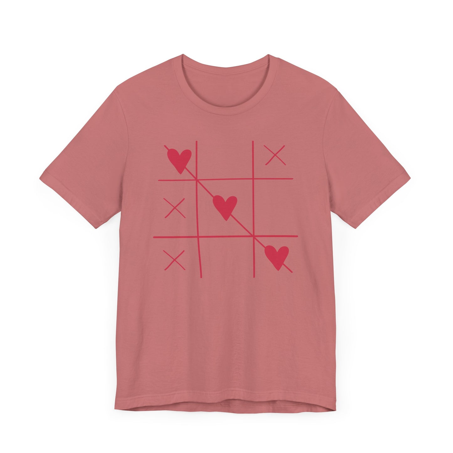 Tic-Tac-Toe Hearts Unisex Short Sleeve Tee - Casual Love Game Shirt