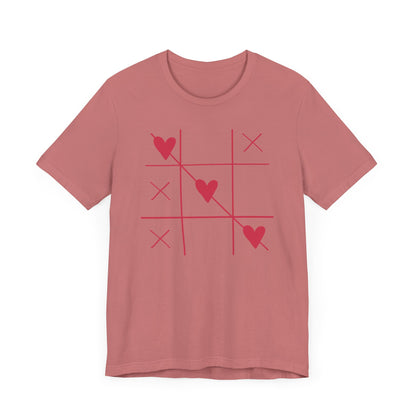 Tic-Tac-Toe Hearts Unisex Short Sleeve Tee - Casual Love Game Shirt