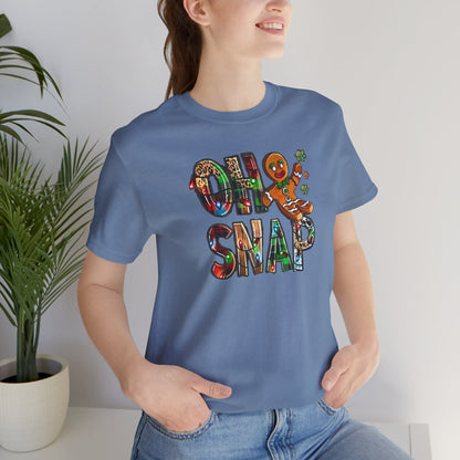 "Oh Snap" Gingerbread Unisex Jersey Tee - Fun Holiday T-shirt for Christmas Celebrations