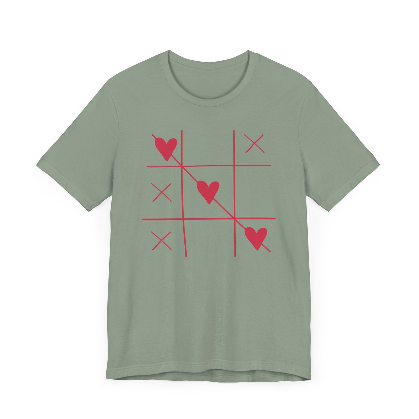 Tic-Tac-Toe Hearts Unisex Short Sleeve Tee - Casual Love Game Shirt