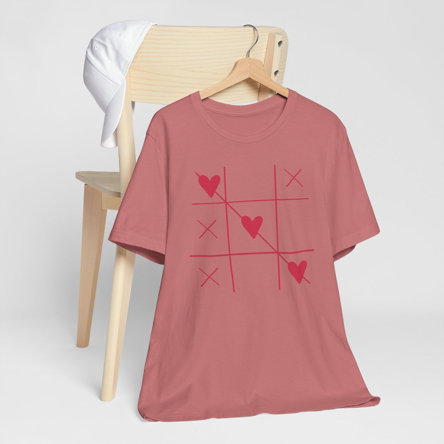 Tic-Tac-Toe Hearts Unisex Short Sleeve Tee - Casual Love Game Shirt