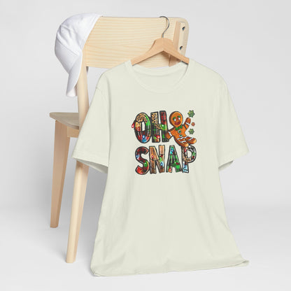 "Oh Snap" Gingerbread Unisex Jersey Tee - Fun Holiday T-shirt for Christmas Celebrations