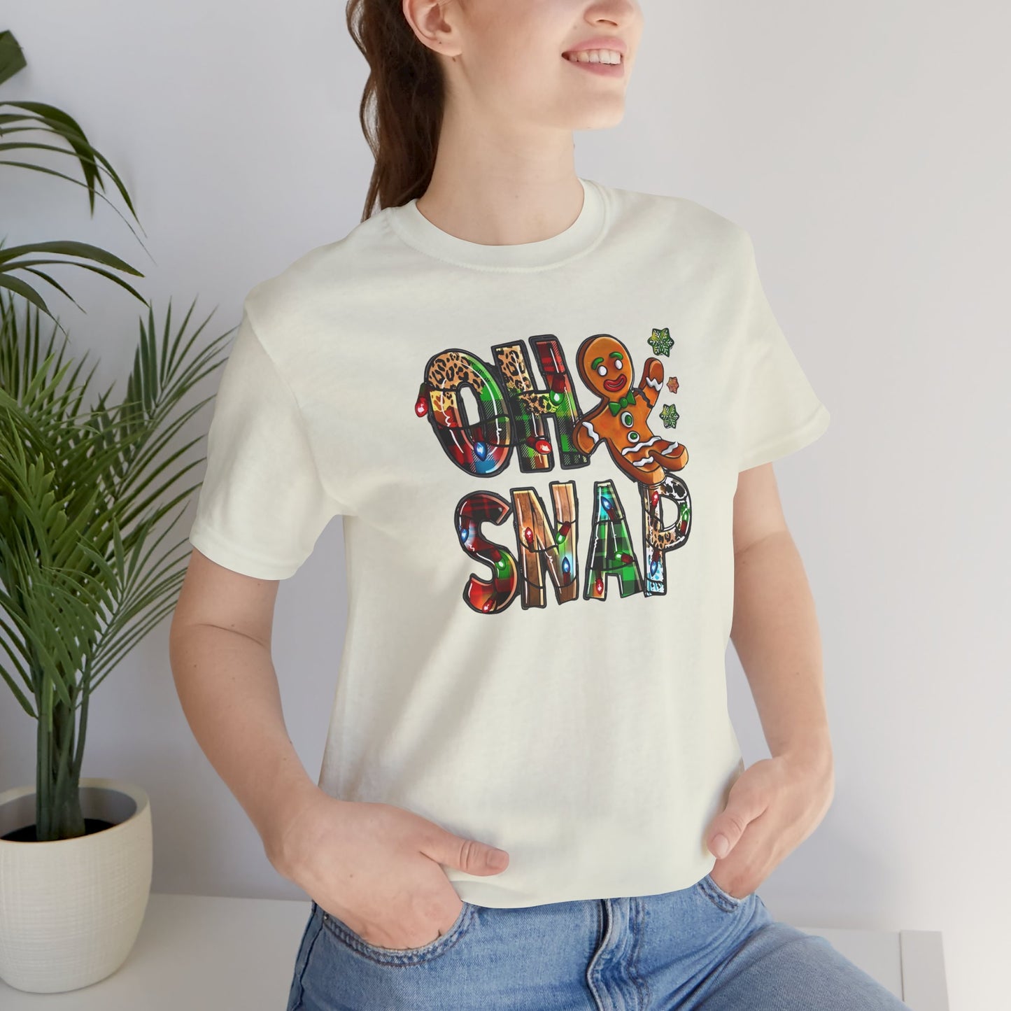 "Oh Snap" Gingerbread Unisex Jersey Tee - Fun Holiday T-shirt for Christmas Celebrations