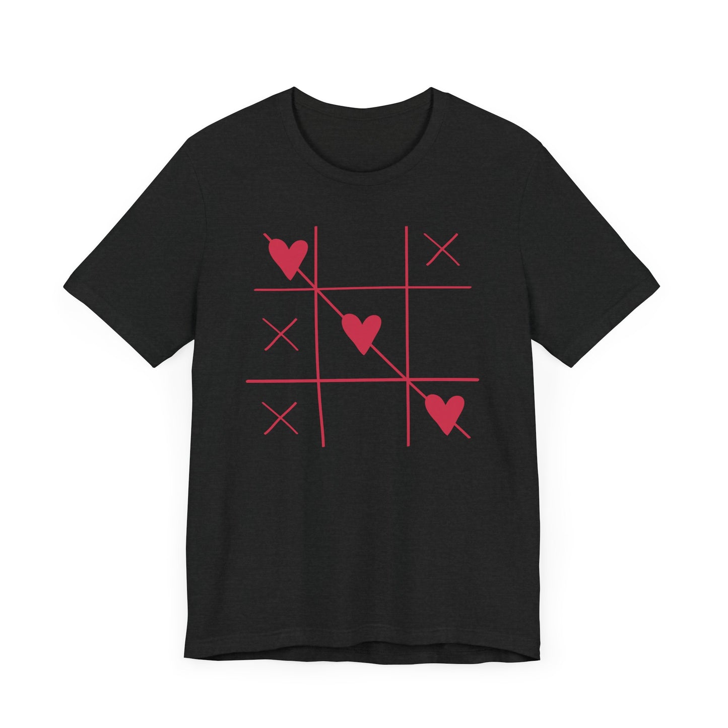 Tic-Tac-Toe Hearts Unisex Short Sleeve Tee - Casual Love Game Shirt