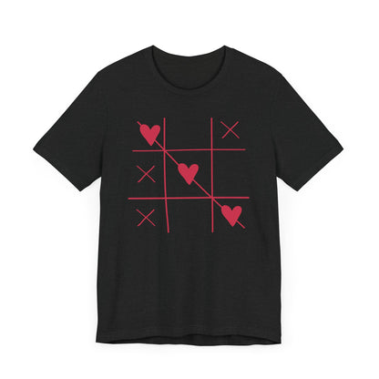 Tic-Tac-Toe Hearts Unisex Short Sleeve Tee - Casual Love Game Shirt