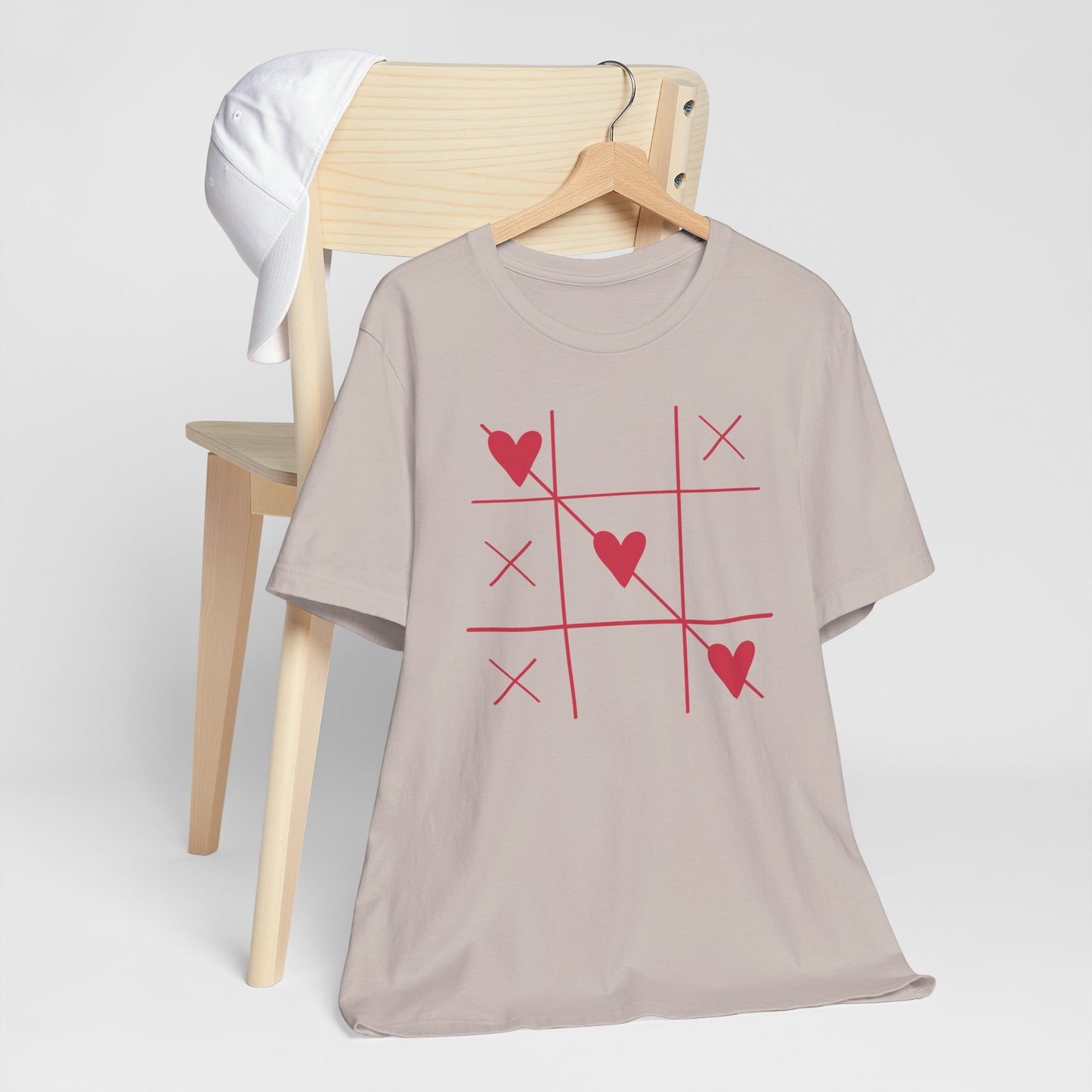 Tic-Tac-Toe Hearts Unisex Short Sleeve Tee - Casual Love Game Shirt