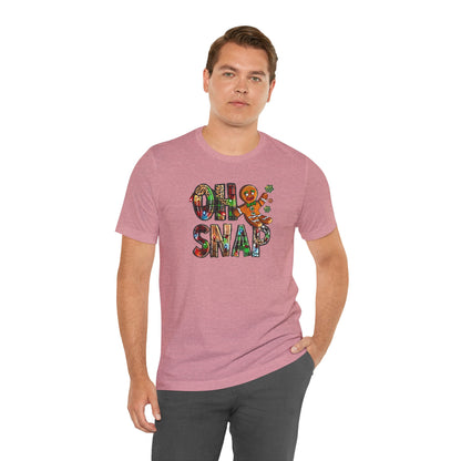 "Oh Snap" Gingerbread Unisex Jersey Tee - Fun Holiday T-shirt for Christmas Celebrations