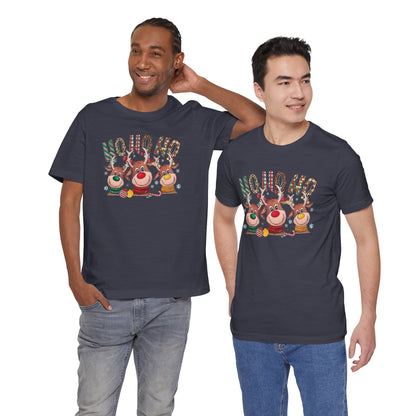 Festive Christmas Reindeer Tee - 'Ho Ho Ho' Design