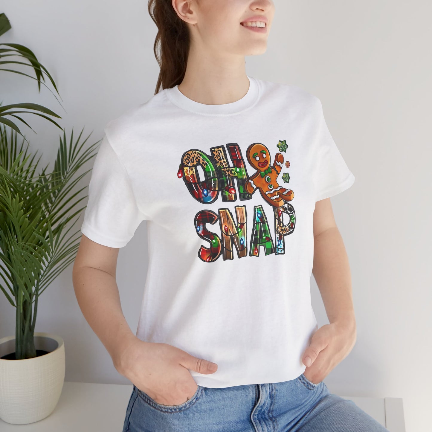 "Oh Snap" Gingerbread Unisex Jersey Tee - Fun Holiday T-shirt for Christmas Celebrations