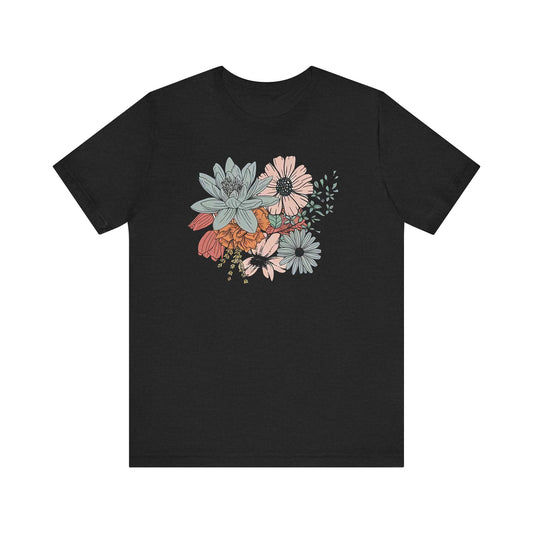 Floral Unisex Jersey Tee - Stylish Short Sleeve T-Shirt for Nature Lovers