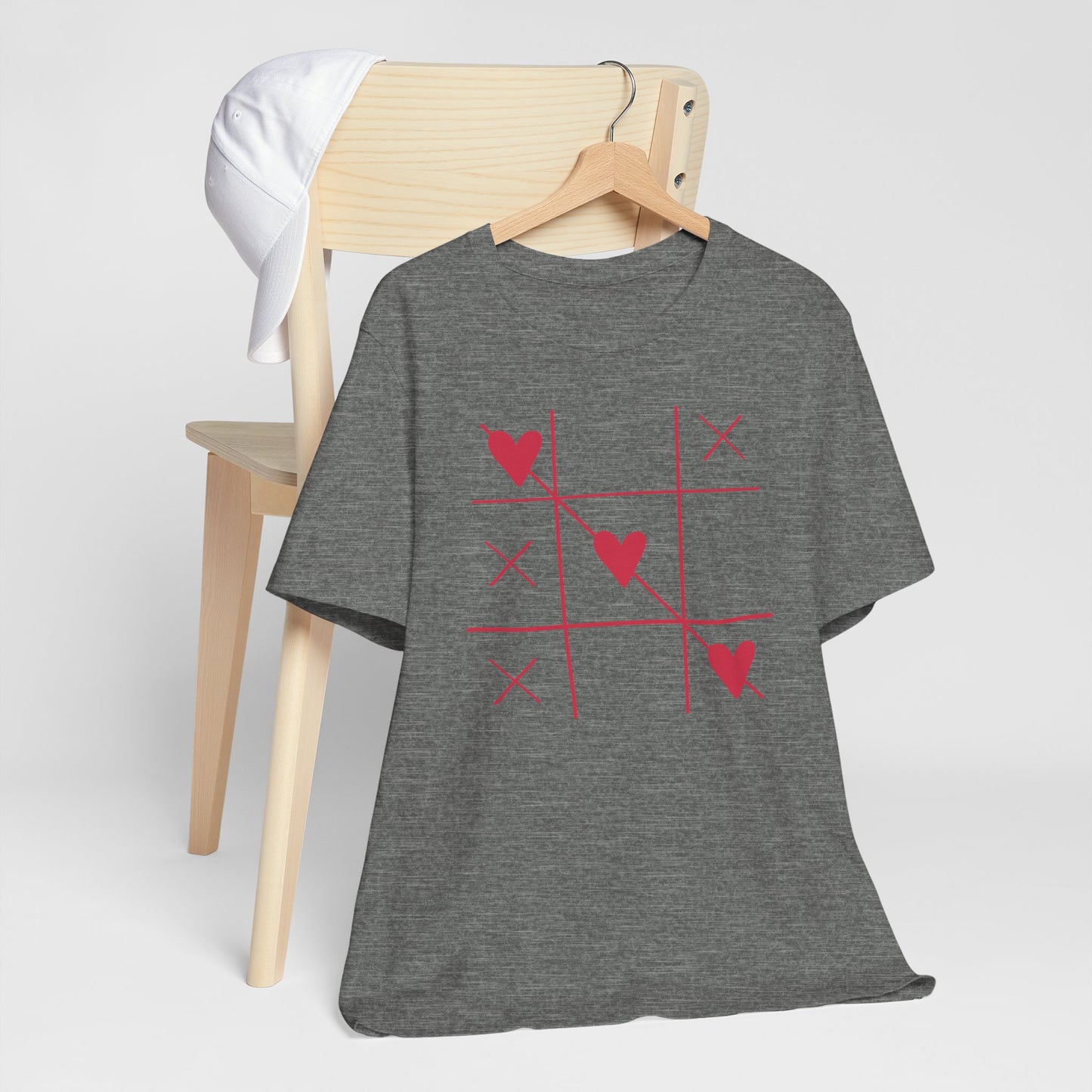 Tic-Tac-Toe Hearts Unisex Short Sleeve Tee - Casual Love Game Shirt