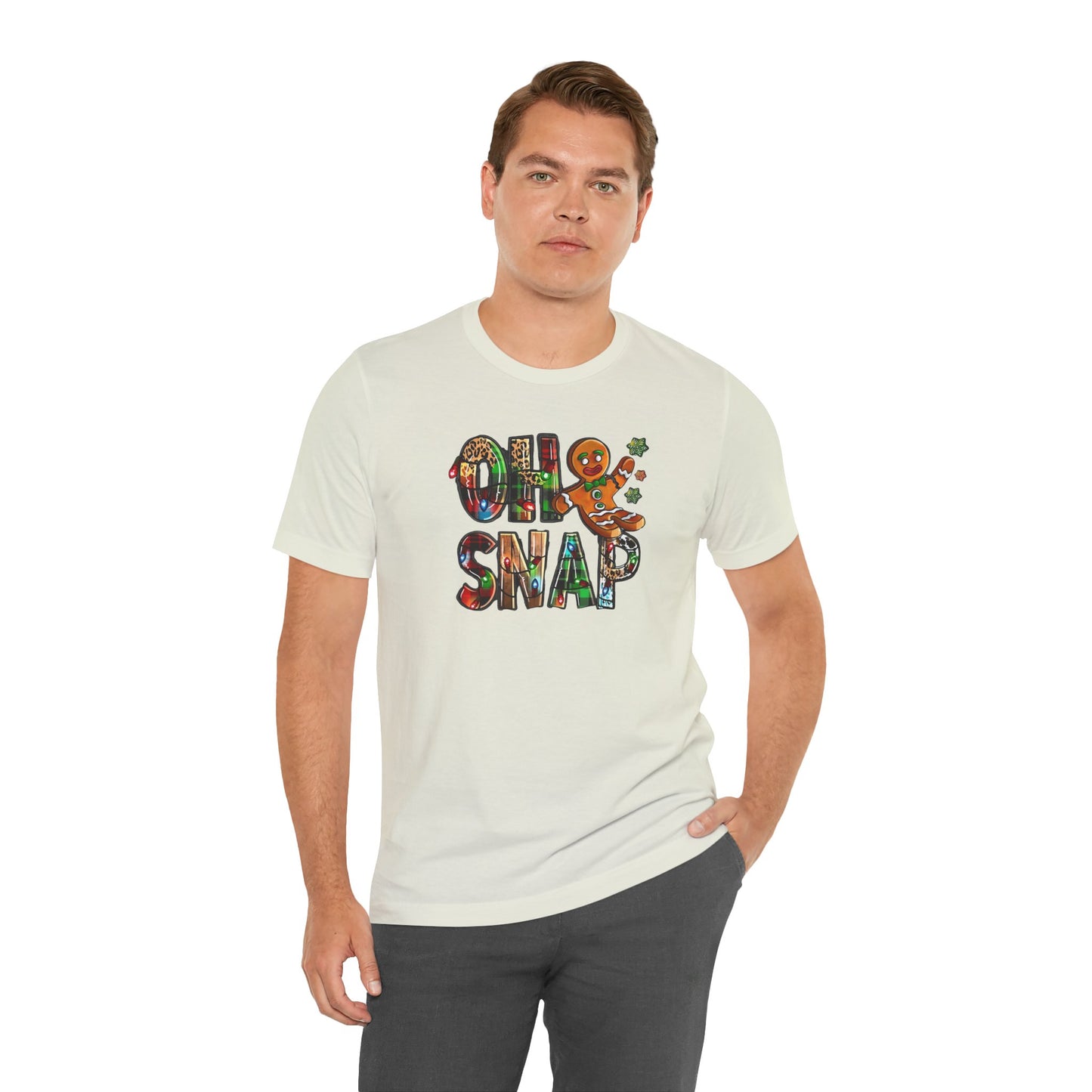 "Oh Snap" Gingerbread Unisex Jersey Tee - Fun Holiday T-shirt for Christmas Celebrations