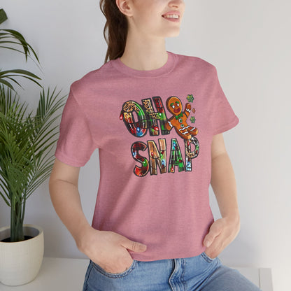 "Oh Snap" Gingerbread Unisex Jersey Tee - Fun Holiday T-shirt for Christmas Celebrations