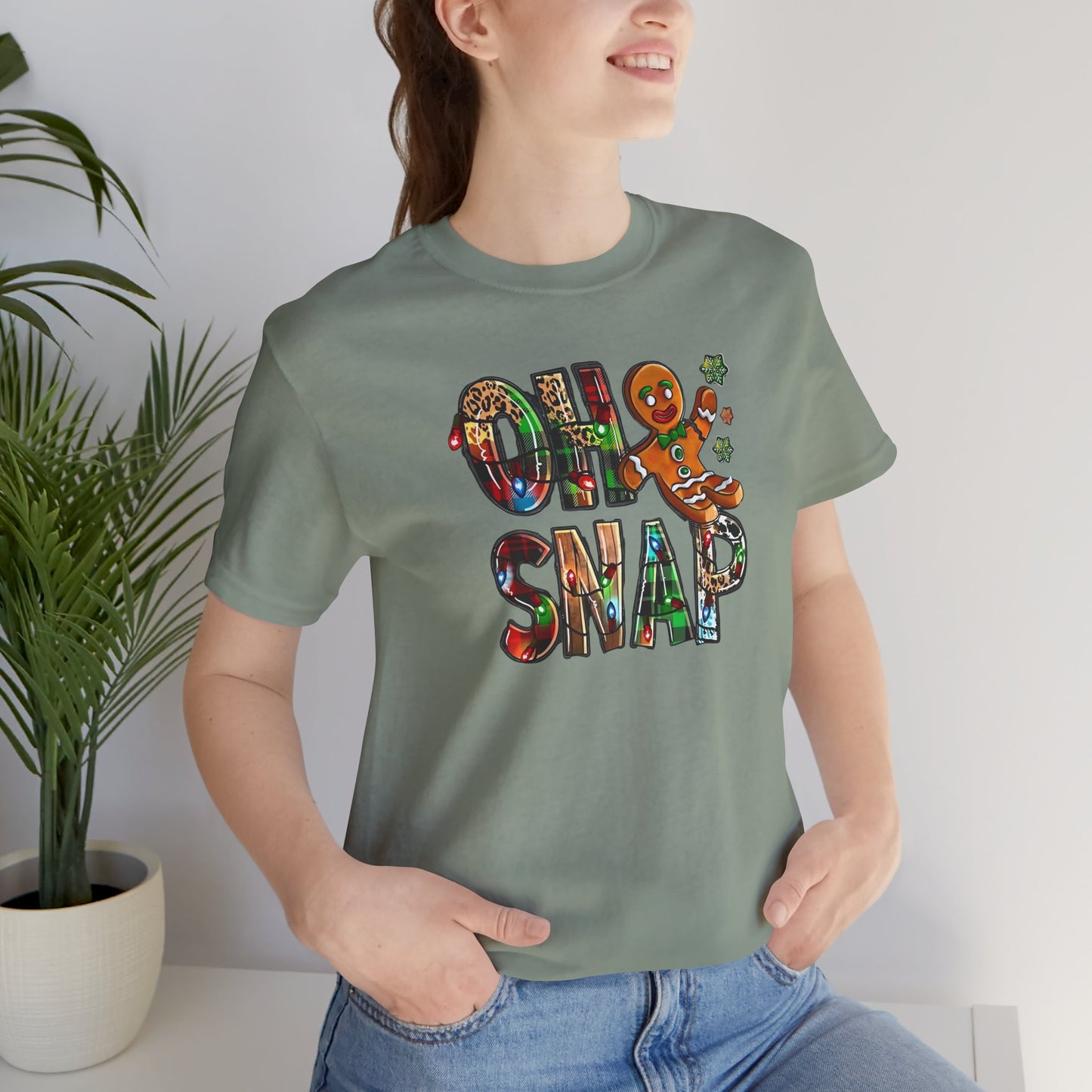 "Oh Snap" Gingerbread Unisex Jersey Tee - Fun Holiday T-shirt for Christmas Celebrations