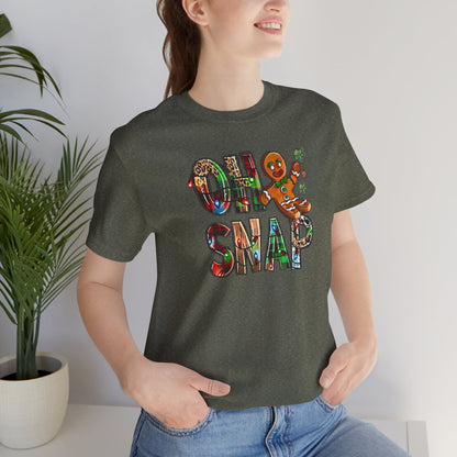 "Oh Snap" Gingerbread Unisex Jersey Tee - Fun Holiday T-shirt for Christmas Celebrations