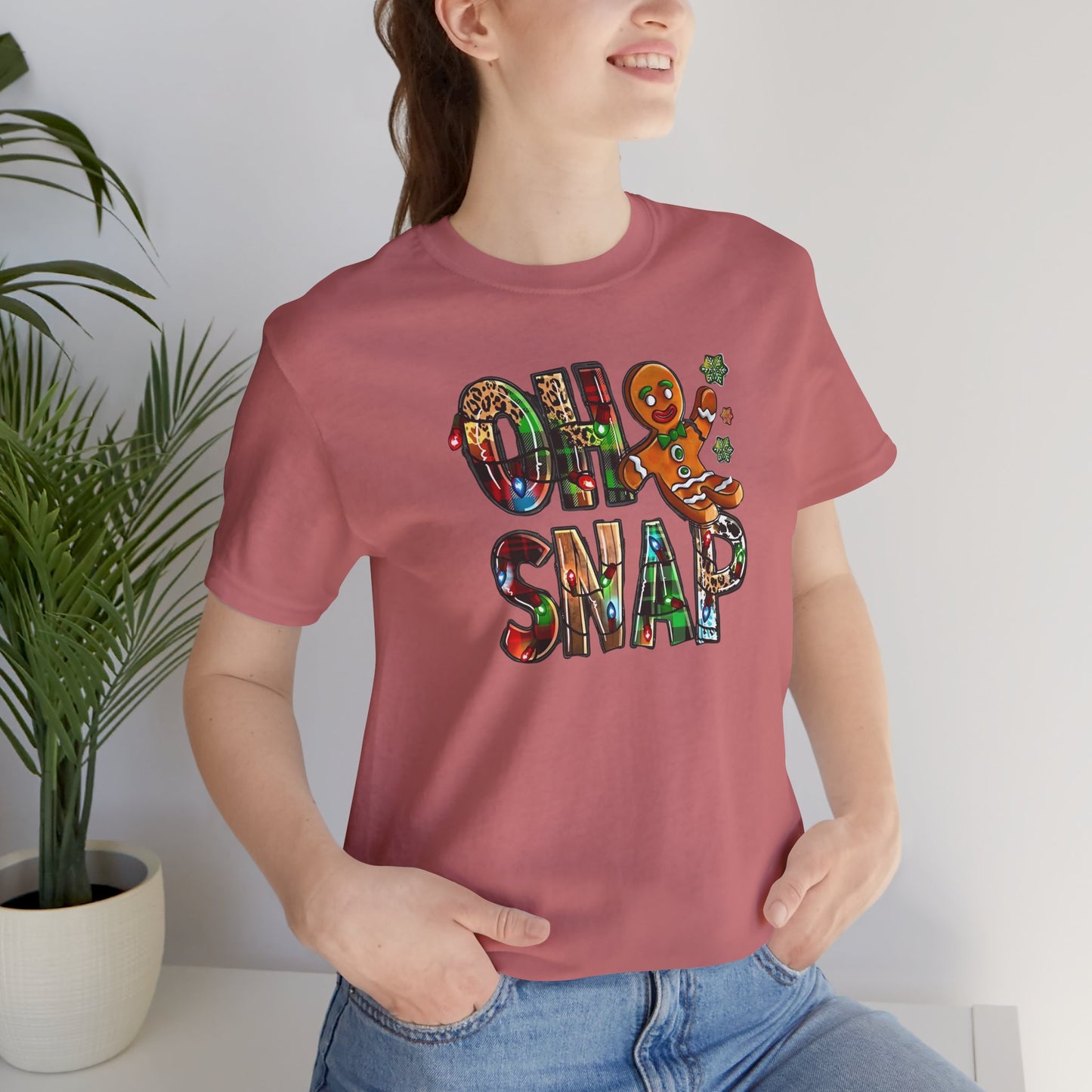 "Oh Snap" Gingerbread Unisex Jersey Tee - Fun Holiday T-shirt for Christmas Celebrations