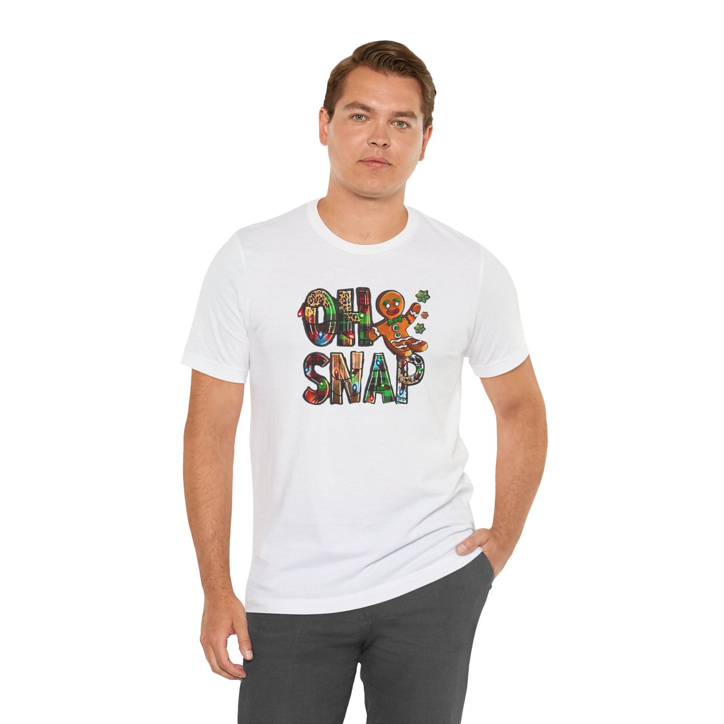 "Oh Snap" Gingerbread Unisex Jersey Tee - Fun Holiday T-shirt for Christmas Celebrations