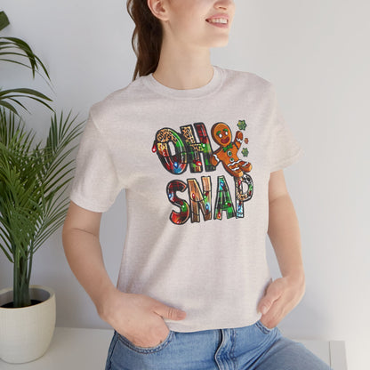 "Oh Snap" Gingerbread Unisex Jersey Tee - Fun Holiday T-shirt for Christmas Celebrations